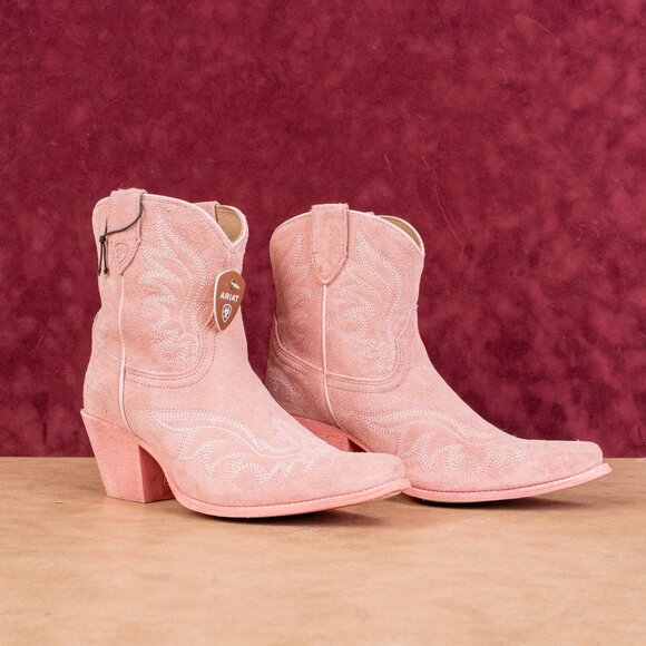 Ariat Shoes - Ariat Women Carnation Pink Suede Summer Ankle Cowboy Western Boots sz 9